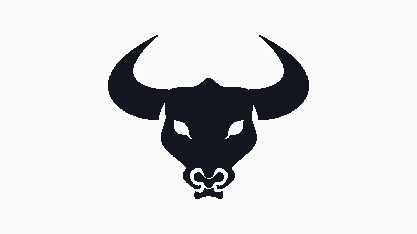 Black stylized bull head silhouette on an off-white background.