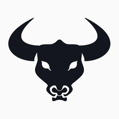 Black stylized bull head silhouette on an off-white background.
