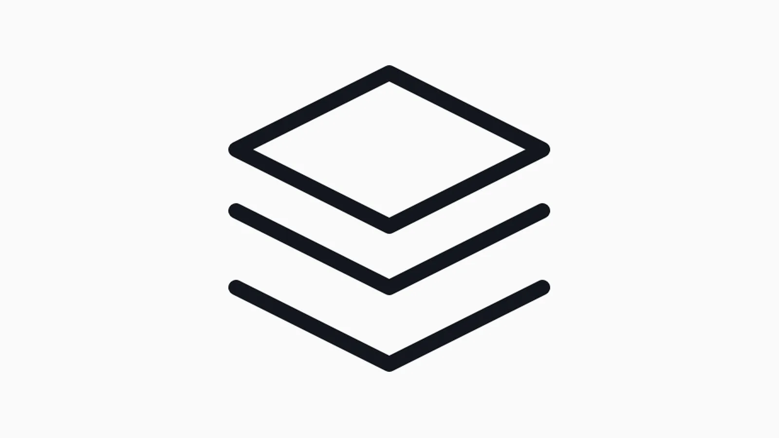 Minimalist black silhouette of three stacked layers, centered on an off-white background.